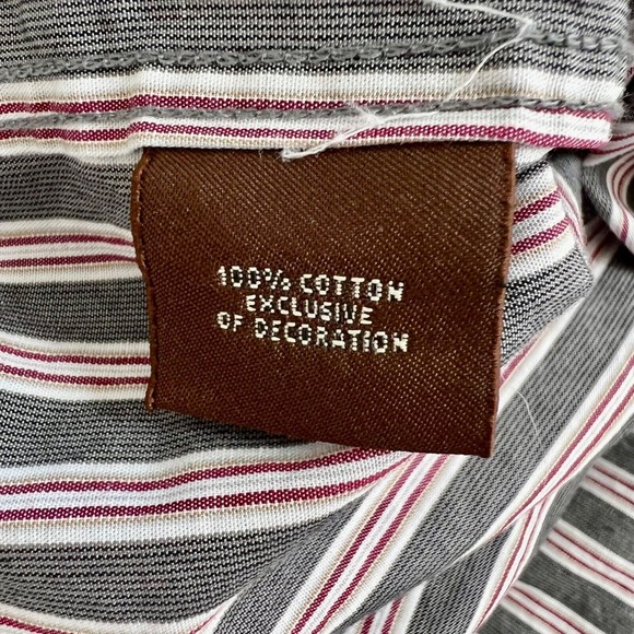 Tailorbyrd Mens Long Sleeve Dress Shirt 2XL Gray Striped Floral Contrast - Picture 8 of 8